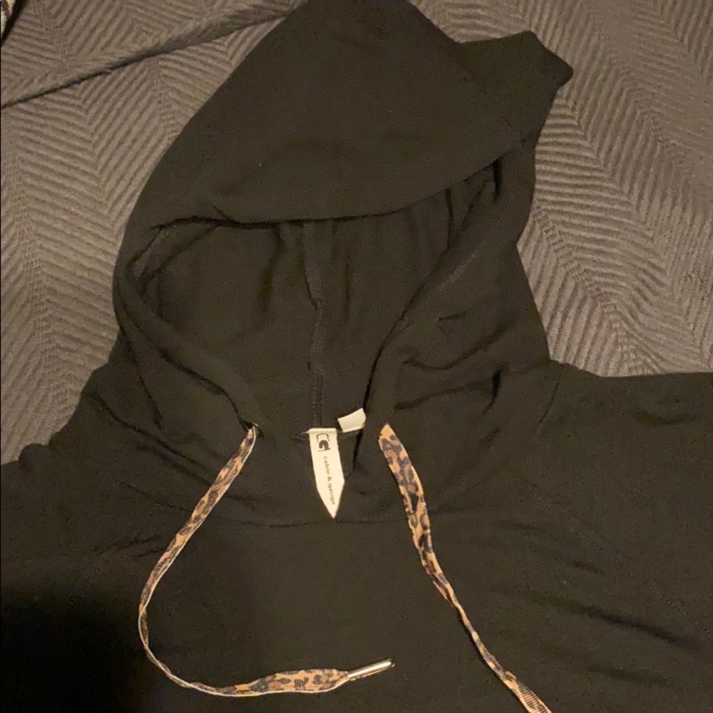 NFS Hooded black knit dress with leopard print tie - Picture 3 of 6